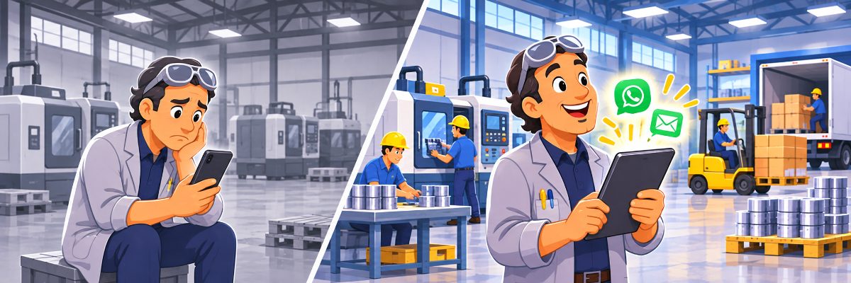 Fábrica parada ao lado da mesma fábrica com a produção a todo vapor